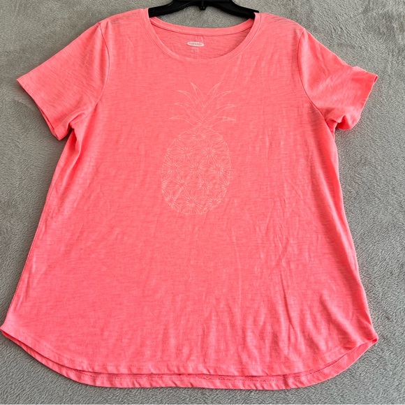 Old Navy Everywear T-Shirt Women’s Large Pullover Pineapple Graphic Short Sleeve - Picture 1 of 6